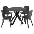 MARIEDAMM / ODGER Table and 4 chairs, black marble effect/anthracite, 105 cm