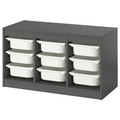 TROFAST Storage combination with boxes, grey/white, 99x44x56 cm