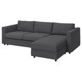 VIMLE 3-seat sofa-bed with chaise longue, Hallarp grey