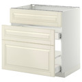 METOD / MAXIMERA Base cab f sink+3 fronts/2 drawers, white, Bodbyn off-white, 80x60 cm