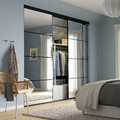 AULI/SKYTTA Sliding door combination, black/mirror glass, 276x240 cm