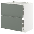 METOD / MAXIMERA Base cab f hob/2 fronts/2 drawers, white/Nickebo matt grey-green, 80x60 cm