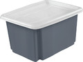 GoodHome Storage Box with Lid Burnham 24 l, grey