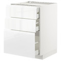 METOD / MAXIMERA Base cb 3 frnts/2 low/1 md/1 hi drw, white, Voxtorp high-gloss/white, 60x60 cm