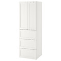 SMÅSTAD / PLATSA Wardrobe, white with frame/with 3 drawers, 60x57x181 cm