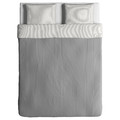 BLÅVINDA Quilt cover and 2 pillowcases, grey, 200x200 cm/50x60 cm