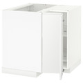 METOD Corner base cabinet with carousel, white, Voxtorp matt white, 88x88 cm