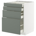 METOD / MAXIMERA Base cab 4 frnts/4 drawers, white/Nickebo matt grey-green, 60x60 cm