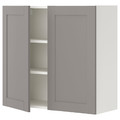 ENHET Wall cb w 2 shlvs/doors, white/grey frame, 80x32x75 cm