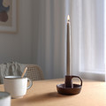 KLOKHET Unscented candle, dark grey-beige, 25 cm, 8 pack