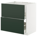 METOD / MAXIMERA Base cab f sink+2 fronts/2 drawers, white/Havstorp deep green, 80x60 cm