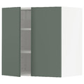 METOD Wall cabinet with shelves/2 doors, white/Bodarp grey-green, 60x60 cm