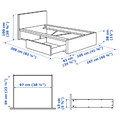 MALM Bed frame, high, w 2 storage boxes, white/Luröy, 90x200 cm