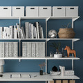 BOAXEL / LAGKAPTEN Shelving unit with table top, white, 250x62x201 cm