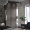 PAX / BERGSBO/ÅHEIM Wardrobe combination, dark grey dark grey/mirror glass, 150x60x236 cm