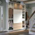 PAX / MEHAMN Wardrobe combination, white double sided/white white stained oak effect, 200x44x236 cm