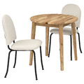 NACKANÄS / EBBALYCKE Table and 2 chairs, acacia/Idekulla beige, 80 cm