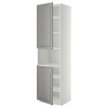 METOD High cab f micro w 2 doors/shelves, white/Bodbyn grey, 60x60x220 cm