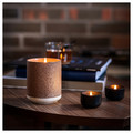 SILKESTRÄD Scented candle in ceramic jar, leather & vanilla/brown, 45 hr