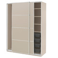 PAX / MEHAMN Wardrobe with sliding doors, grey-beige/double sided grey-beige, 150x66x201 cm