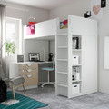 SMÅSTAD Loft bed, white birch/with desk with 4 drawers, 90x200 cm