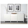 BESTÅ Storage combination with drawers, Laxviken white/Selsviken high-gloss/white, 180x40x74 cm