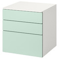 SMÅSTAD / PLATSA Chest of 3 drawers, white/light green, 60x57x63 cm