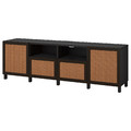 BESTÅ TV bench with doors and drawers, black-brown/Studsviken/Stubbarp dark brown, 240x42x74 cm