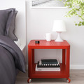 TINGBY Side table on castors, red, 50x50 cm