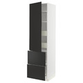 METOD / MAXIMERA Hi cab w shlvs/4 drawers/dr/2 frnts, white/Nickebo matt anthracite, 60x60x220 cm