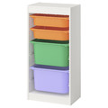 TROFAST Storage combination with boxes, white/multicolour, 46x30x94 cm