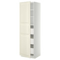 METOD / MAXIMERA High cabinet with drawers, white/Bodbyn off-white, 60x60x200 cm