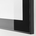 BESTÅ TV bench, black-brown/Selsviken high-gloss/black clear glass, 180x42x39 cm