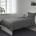 LUKTJASMIN Quilt cover and pillowcase, dark grey, 150x200/50x60 cm