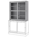 HAVSTA Glass-door cabinet, grey, 121x123x35 cm