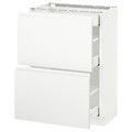 METOD / MAXIMERA Base cab with 2 fronts/3 drawers, white, Voxtorp matt white white, 60x37 cm