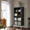 KALLAX Shelving unit with underframe, black-brown/white, 77x164 cm