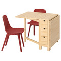 NORDEN / ODGER Table and 2 chairs, birch/red, 26/89/152 cm