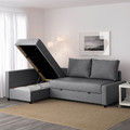 FRIHETEN Corner sofa-bed with storage, Skiftebo dark grey