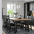 SKOGSTA / NORDVIKEN Table and 6 chairs, acacia/black, 235x100 cm