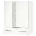 METOD / MAXIMERA Wall cabinet w 2 doors/2 drawers, white/Voxtorp matt white, 80x100 cm