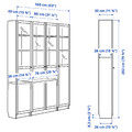 BILLY / OXBERG Bookcase comb w panel/glass doors, brown walnut effect, 160x202 cm