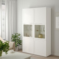 BESTÅ Storage combination w glass doors, Hanviken/Sindvik white, clear glass, 120x40x192 cm