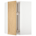 METOD Corner wall cabinet with carousel, white/Forsbacka oak, 68x100 cm