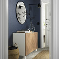 BESTÅ Storage combination with doors, white, Hedeviken/Stubbarp oak veneer, 120x42x74 cm