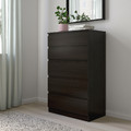 KULLEN Chest of 5 drawers, black-brown, 70x112 cm