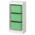 TROFAST Storage combination with boxes, white/bright green, 46x30x94 cm