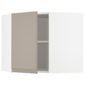 METOD Corner wall cabinet with shelves, white/Upplöv matt dark beige, 68x60 cm