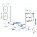 BESTÅ TV storage combination/glass doors, white stained oak effect/Lappviken white stained oak eff clear glass, 300x42x193 cm