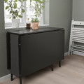 KALLHÄLL Gateleg table with storage, black/dark grey, 89x98 cm